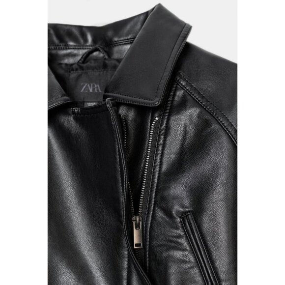 ZARA FAUX LEATHER PEPLUM JACKET - Picture 9 of 9